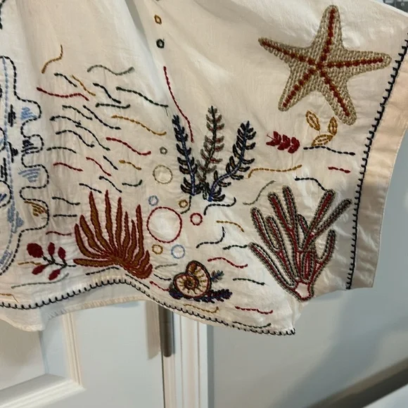 ZARA Embroidered White Kimono with Colorful Sea Life Design - Picture 12 of 14